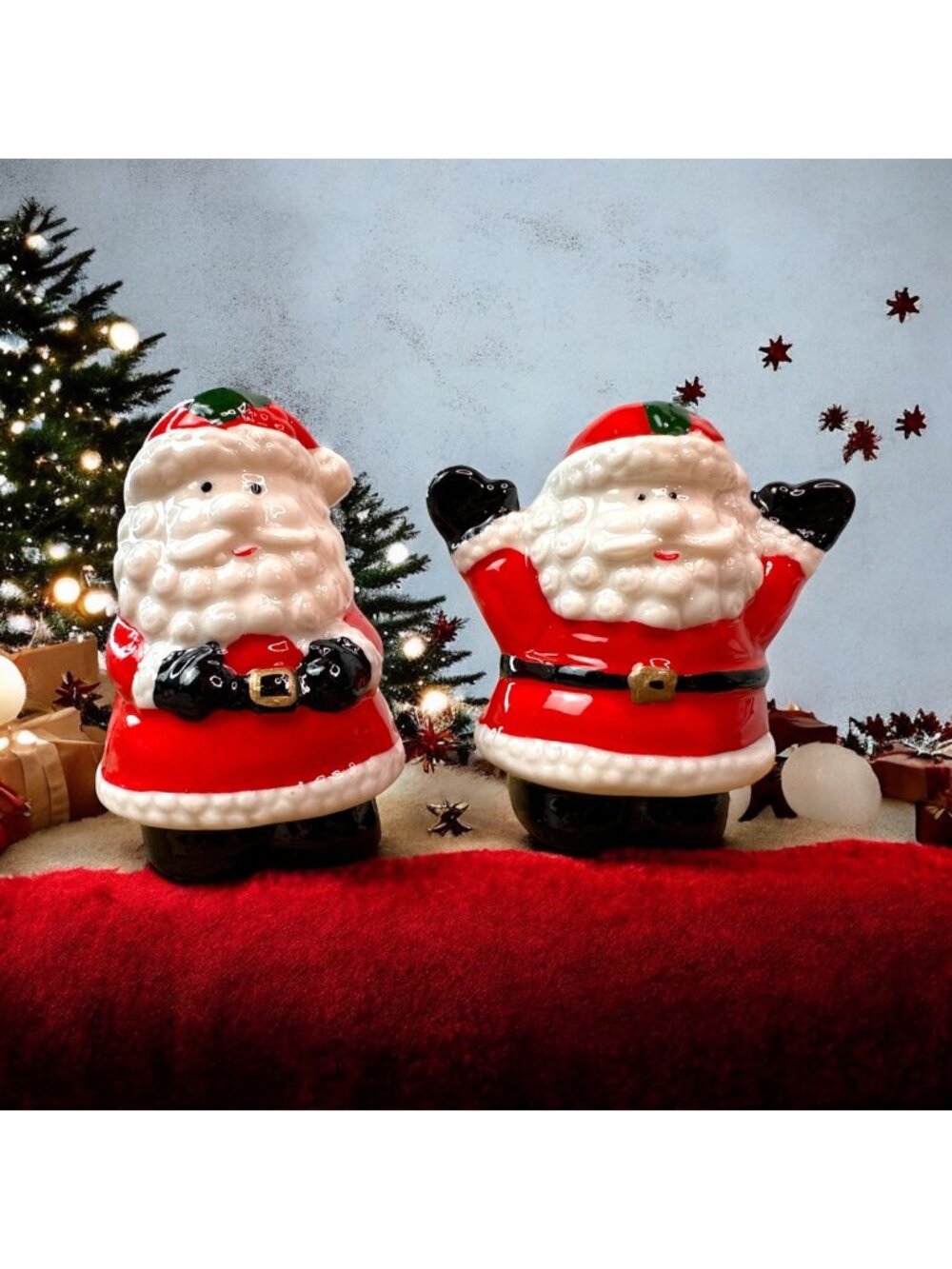 Santa Salt & Pepper Shakers By International Silver Company 3 3/8" H Christmas